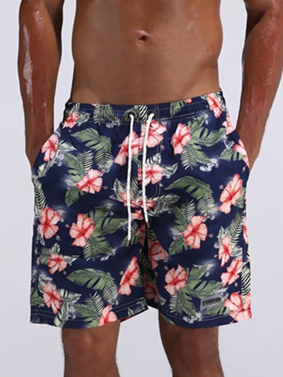 Extrémité de fleurs tropicales Hawaiian Board Shorts - Rouge XL