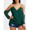 Haut Enveloppant à Col en V à Épaules Nues à Manches Longues - Vert 2XL