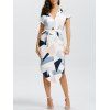 Geometric Print Short Sleeve Midi Dress - WHITE S