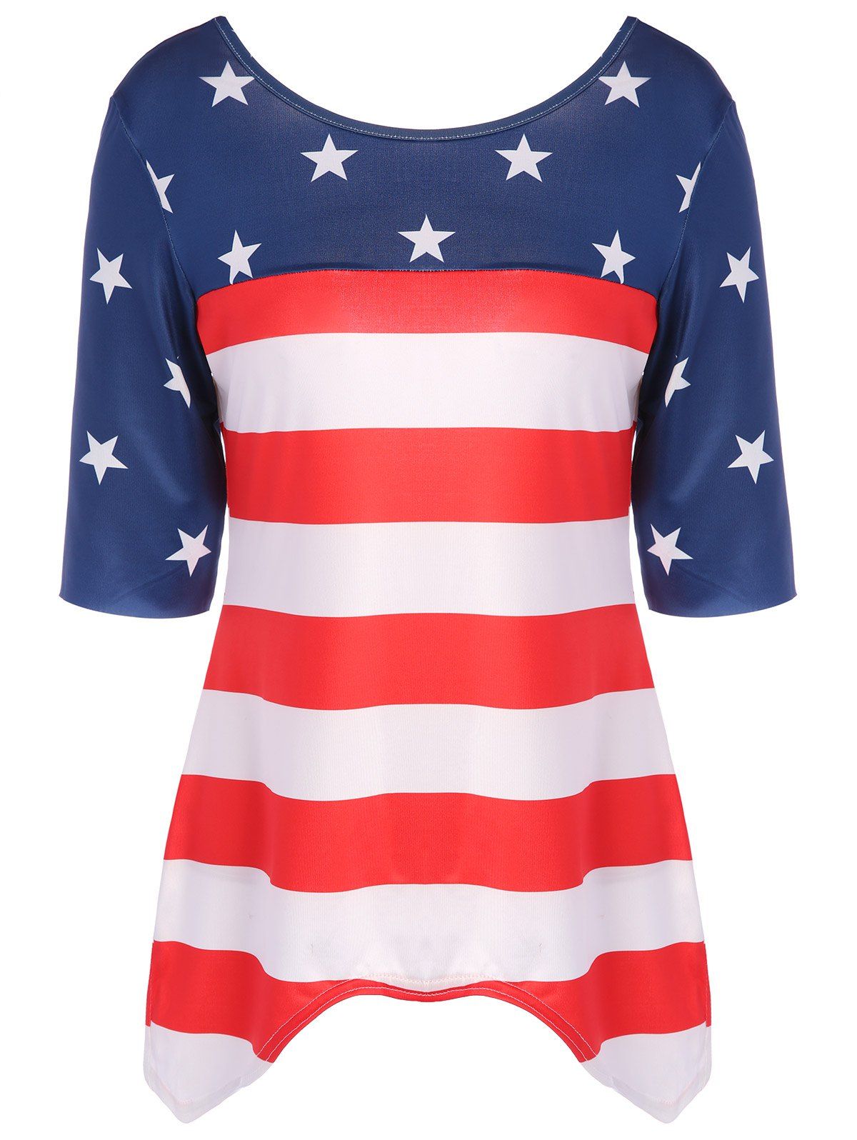 2017 Stars and Stripes Asymmetrical Backless Top COLORMIX XL In Tees ...