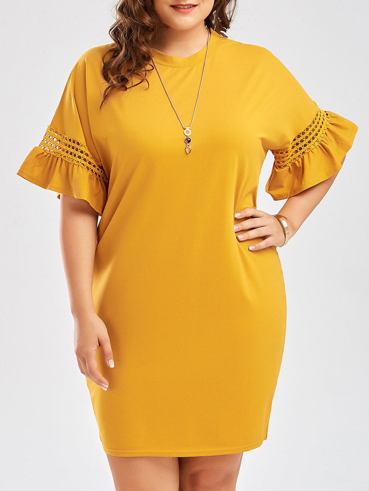 

Plus Size Flare Sleeve Cutout Cocoon Tee Dress, Ginger