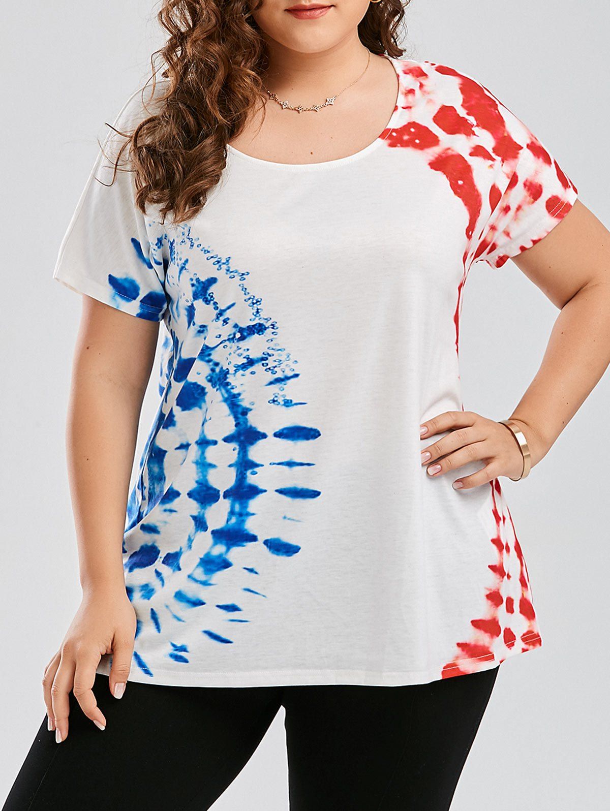 [17% OFF] 2021 Plus Size Graphic Tie Dye T-shirt In WHITE | DressLily