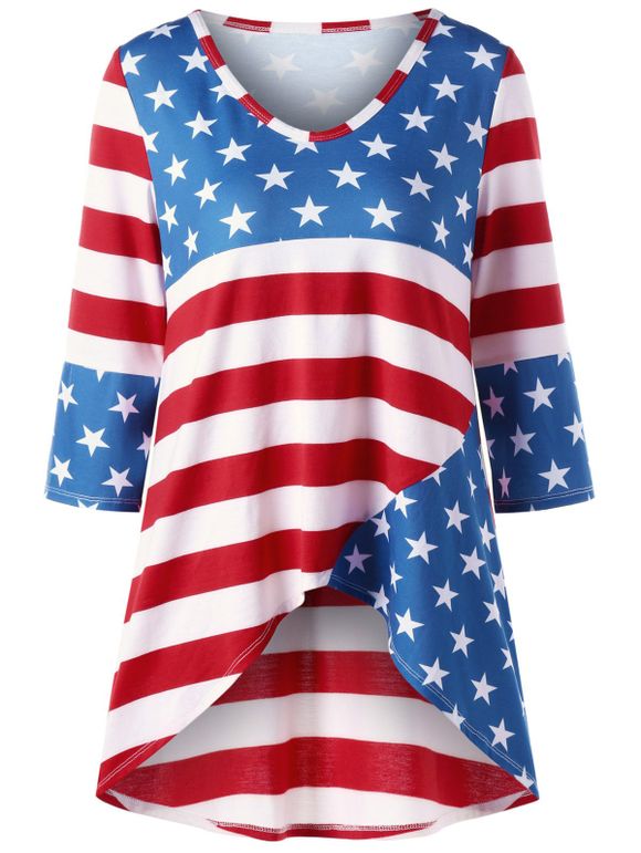 American Flag Print Tunic Top - multicolore XL