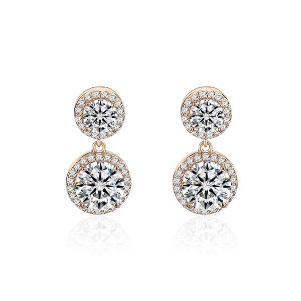 

Rhinestoned Double Round Dangle Earrings, Golden