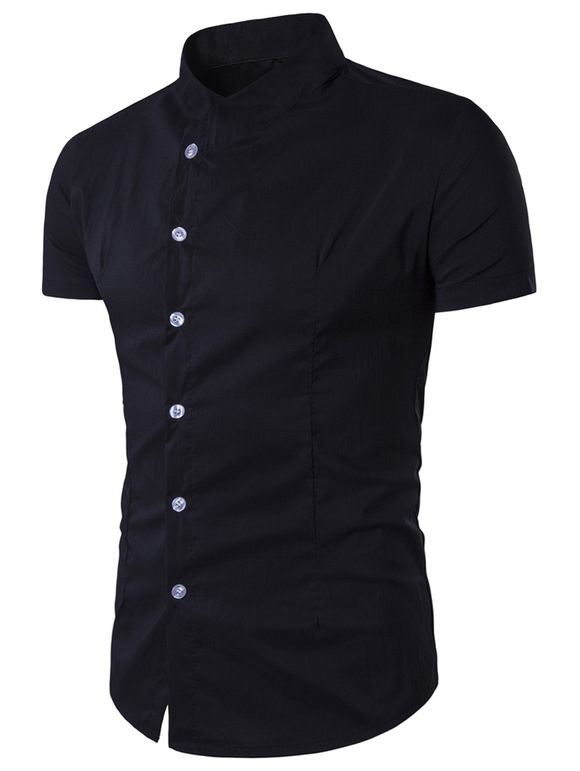 Chemise à manches courtes à manches courtes ajustées - Noir 2XL