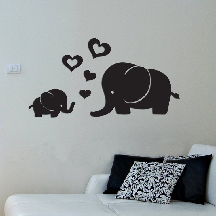 

Elephants Heart Acrylic DIY Mirror Wall Sticker, Black