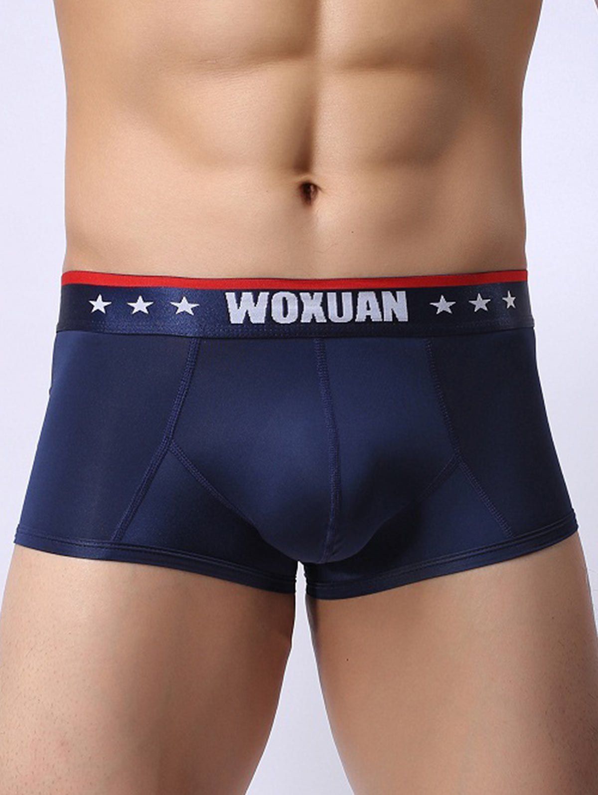 

Star Printed U Convex Pouch Trunks, Purplish blue