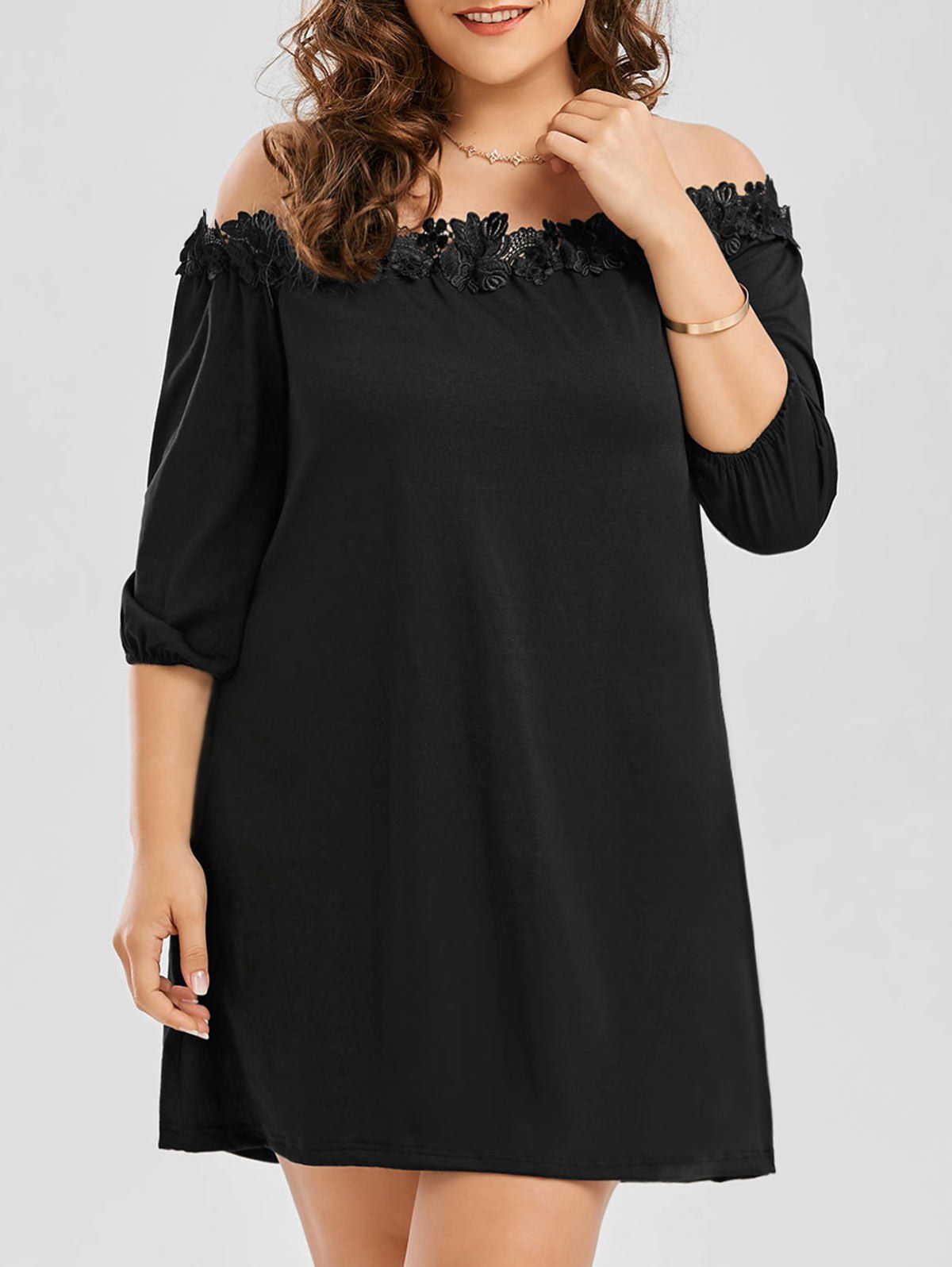 black off the shoulder dress plus size