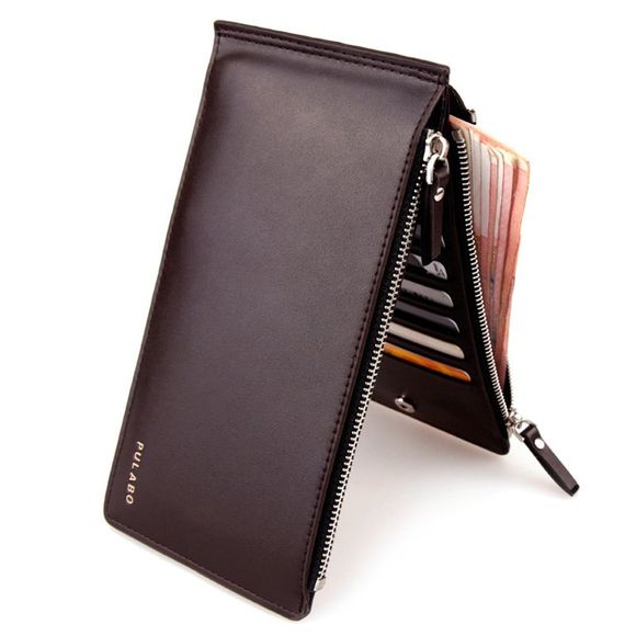 Bi Fold Faux Leather Organizer Wallet - café 