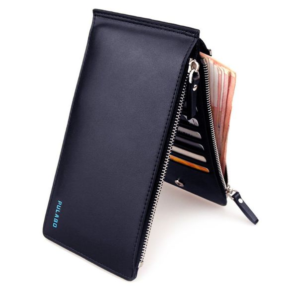 Bi Fold Faux Leather Organizer Wallet - Bleu profond 