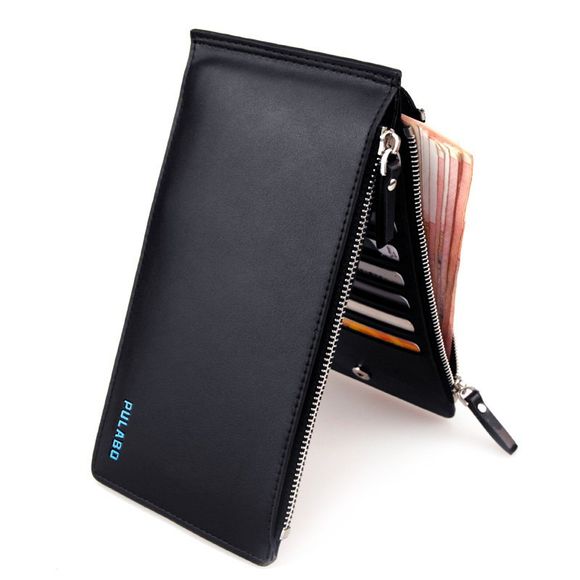 Bi Fold Faux Leather Organizer Wallet - Noir 