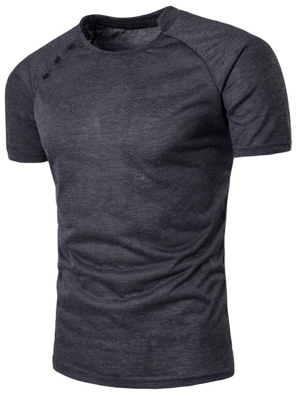 T-shirt Design à Boutons Décoratifs - gris foncé M