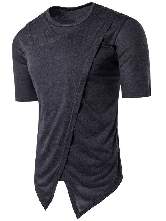 T-shirt à manches longues à manches courtes - gris foncé XL