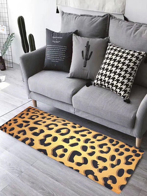 

Leopard Print Water Absorption Skidproof Flannel Bathroom Rug