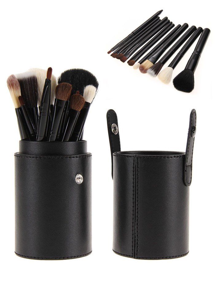 

12Pcs Multifunction Portable Makeup Brushes and Bucket, Black