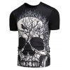 T-shirt Imprimé Crâne 3D à Manches Courtes - Noir L