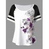 T-shirt Imprimé Floral Grande Taille - Pourpre 2XL