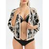 Batwing Sleeve Embroidered Beach Cover Up - Noir ONE SIZE