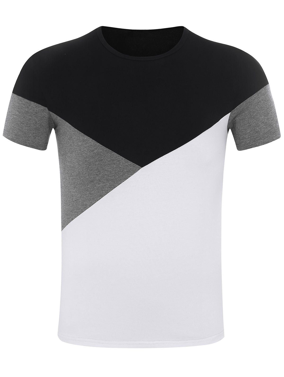 

Color Block Panel Short Sleeve Tee, Black