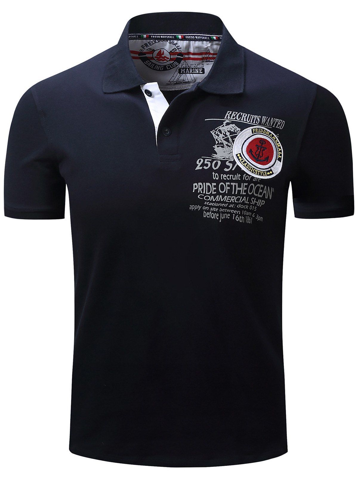 

Graphic Print Anchor Embroidery T-shirt, Deep blue
