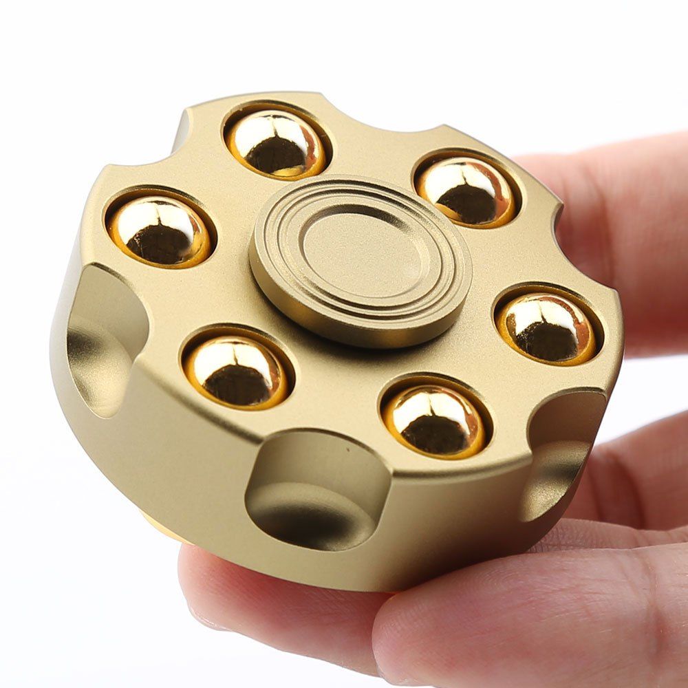 

7 Mins Rotating Revolver Shape Fidget Metal Spinner, Golden