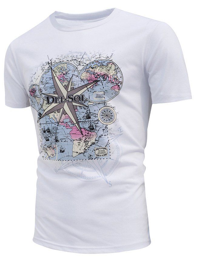

Map Print Encounter Sun Change Color T-shirt, White