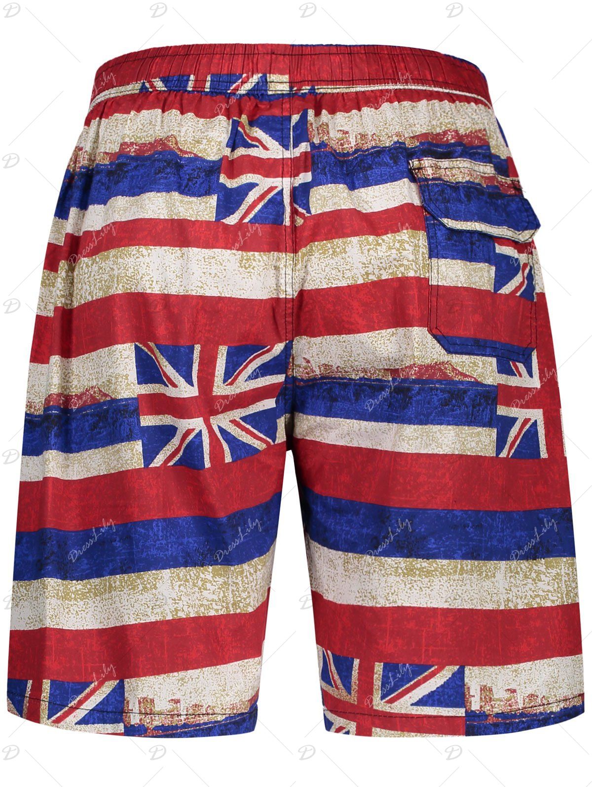 2018 Union Jack Print Stripe Patriotic Board Shorts RED XL In Shorts