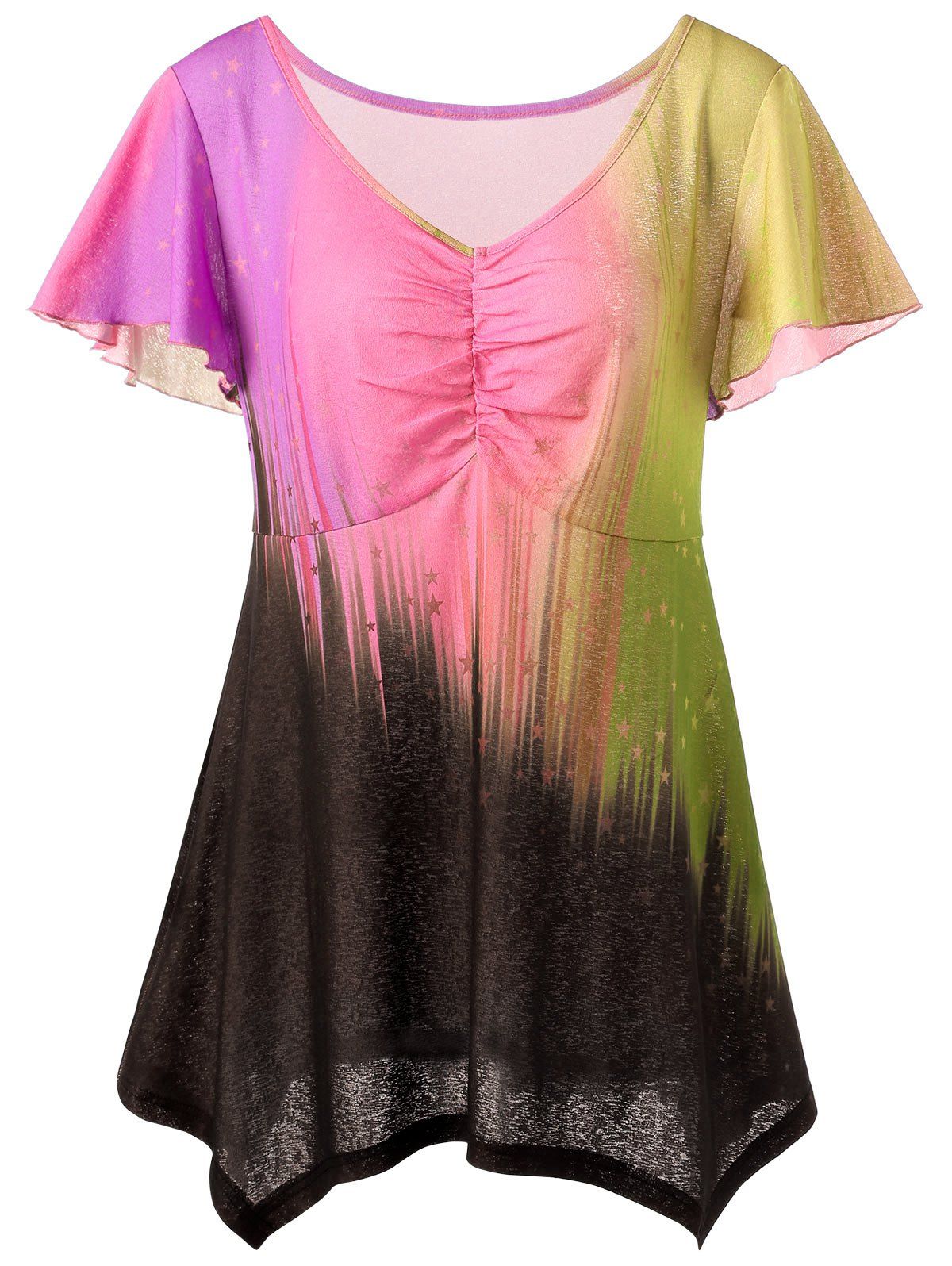 

V Neck Plus Size Ombre Top, Pink