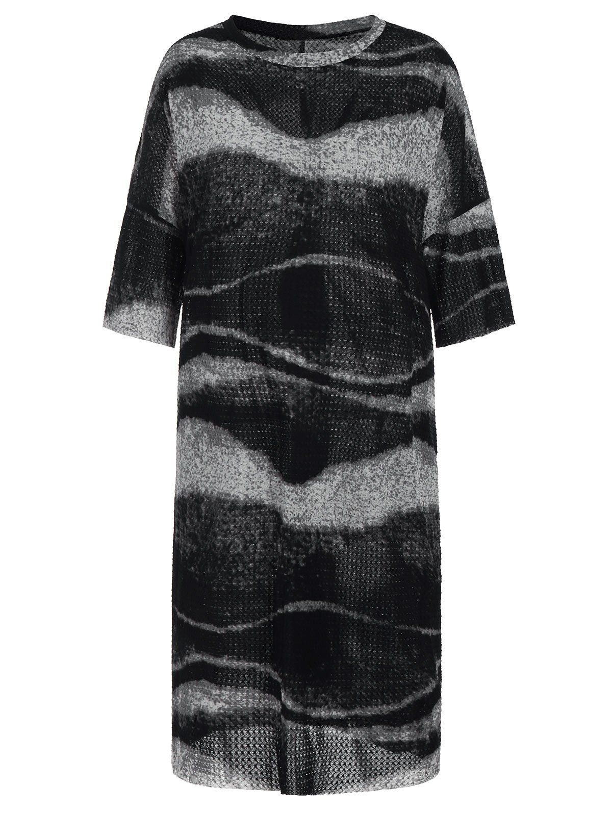 

Color Block Casual Plus Size Midi Dress, Black