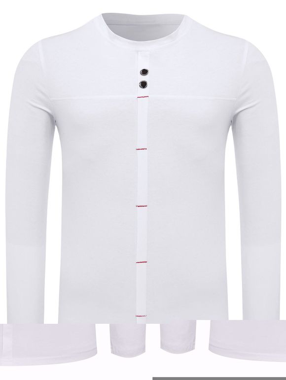 T-shirt à encolure dégagée à manches longues - Blanc 2XL