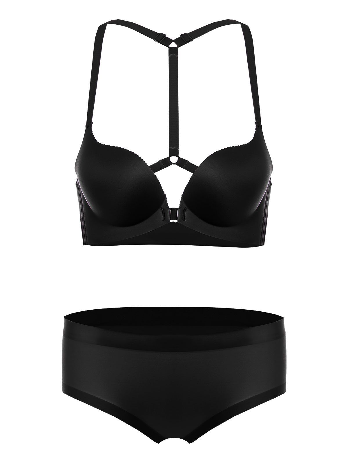 

Seamless Y Back Padded Bra Set, Black