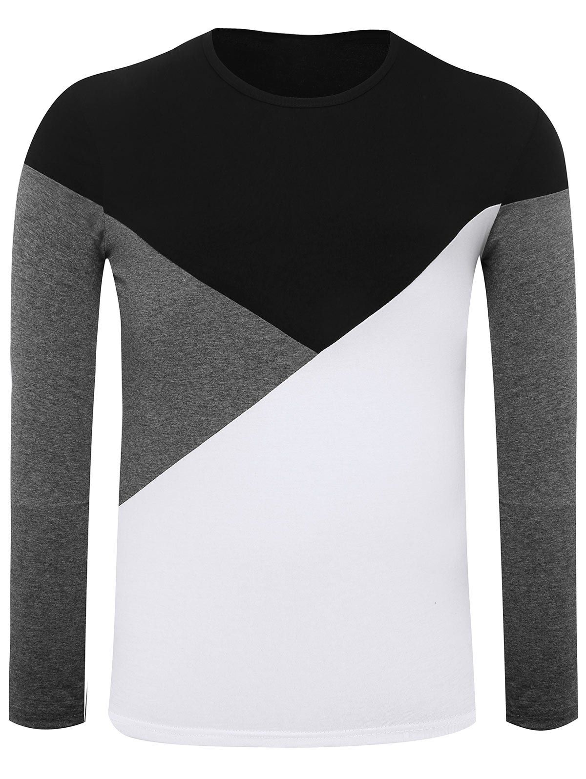 

Color Block Panel Long Sleeve Tee, Black