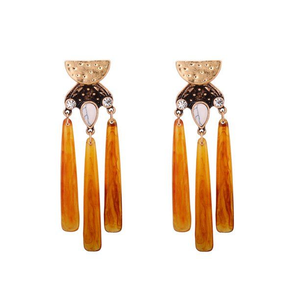 

Rhinestone Resin Half Round Vintage Earrings, Orange