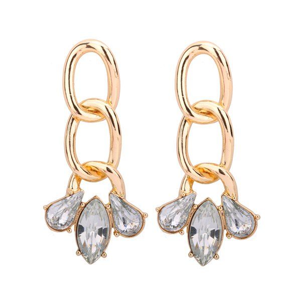 

Alloy Rhinestone Teardrop Oval Earrings, Golden