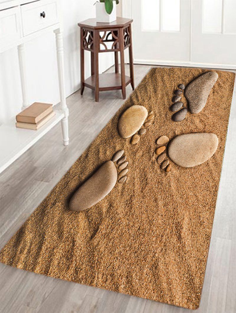 

Beach Footprint Pattern Indoor Outdoor Area Rug, Earthy