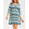 Empire Waist Geometric Floral Print Casual Dress - multicolore XL