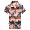 Coconut Tree Printed Short Sleeve Hawaiian Shirt - ORANGE 3XL