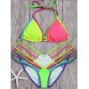 Bikini Sexy Halter manches creuser Color Block femmes - multicolore S