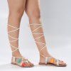 Tassels Tie Leg Boho Sandals - Blanc 37