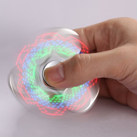 Spinner Rotatif Électrolytique avec 18 Motifs Lumière LED - Argent 