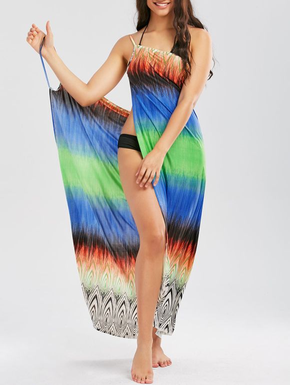 Colorful Slip Cover Up Wrap Dress - multicolore 2XL