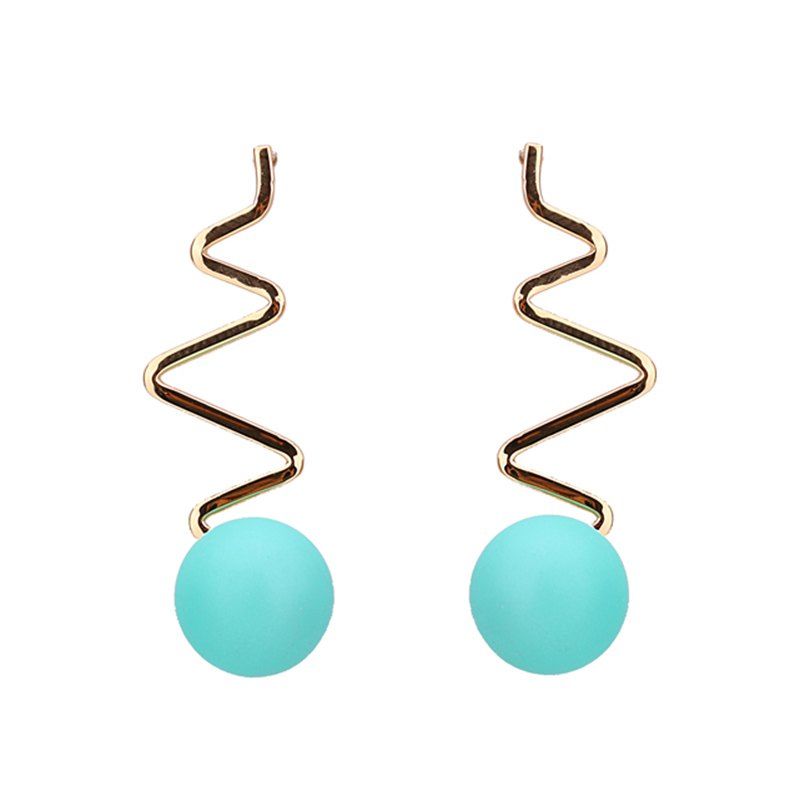 

Zig Zag Resin Ball Earrings, Light green