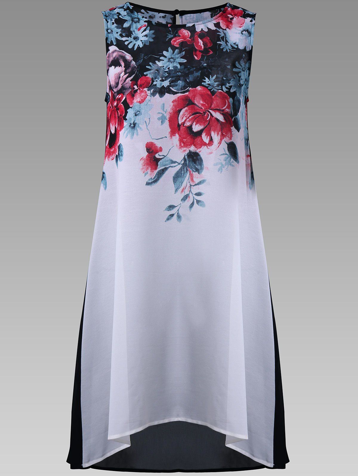 

Floral Sheer Sleeveless Long Top, Colormix