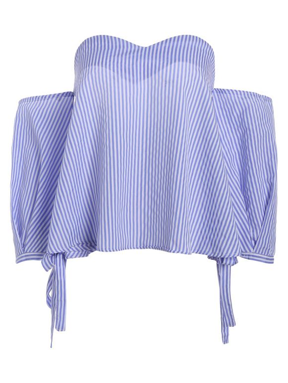 Stripe Off Shoulder Blouse - Bleu L