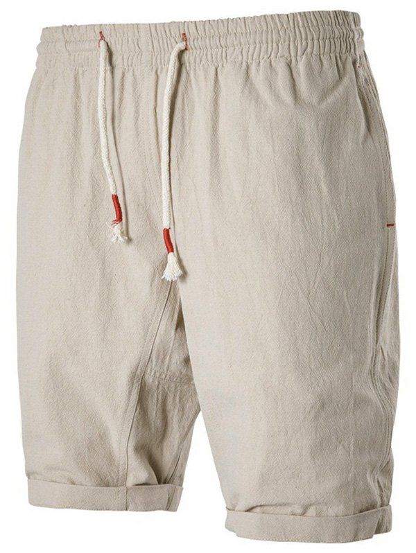 

Drawstring Pocket Casual Shorts, Candy beige