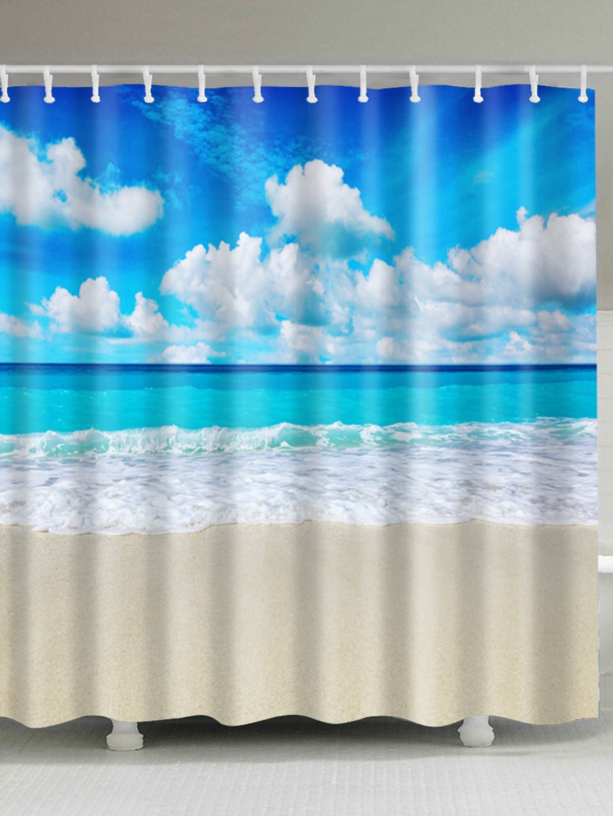 [41% OFF] 2021 Beach Scenery Extra Long Bath Decor Shower Curtain In ...