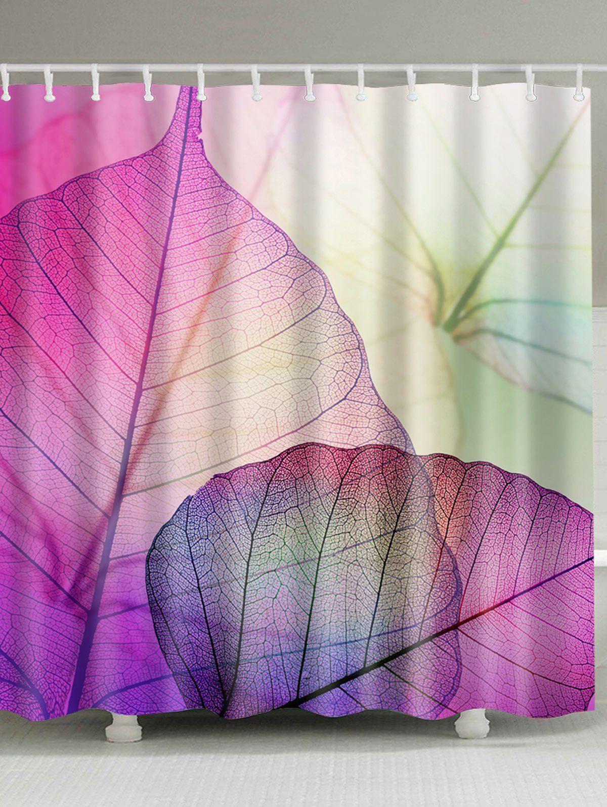 

Bathroom Leaf Venation Fabric Shower Curtain, Colormix