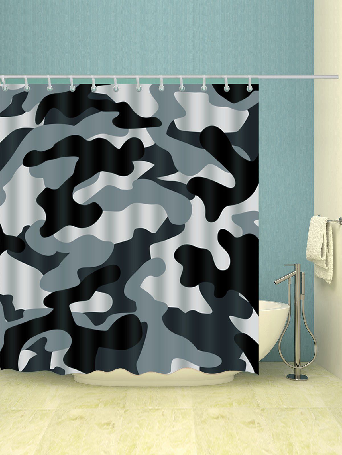 [56 OFF] 2019 Thicken Camo Polyester Fabric Shower Curtain In ACU