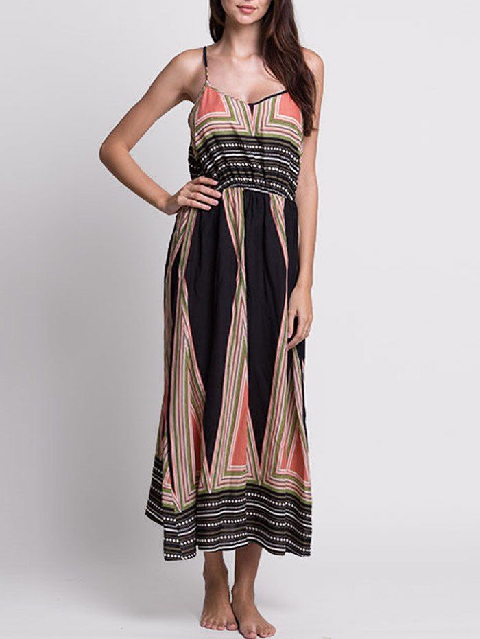

Printed Long Bohemian Slip Dress, Colormix