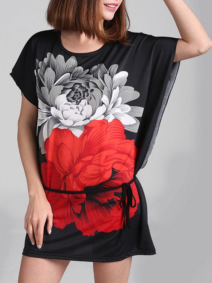 

Oversized T-shirt Printed Dress, Black